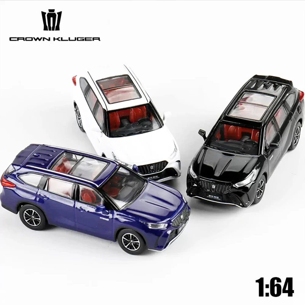 JKM 1/64 Model Car Crown Kluger Vintage Diecast Classic SUV Model Car Vehicle Hobby for Teenagers Gifts Collection