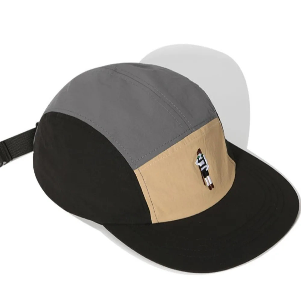 Fashion Waterproof Curved Brim Golf Hat Breathable Splicing Flat-brimmed Cap Nylon Soft 5-panel Baseball Cap Summer
