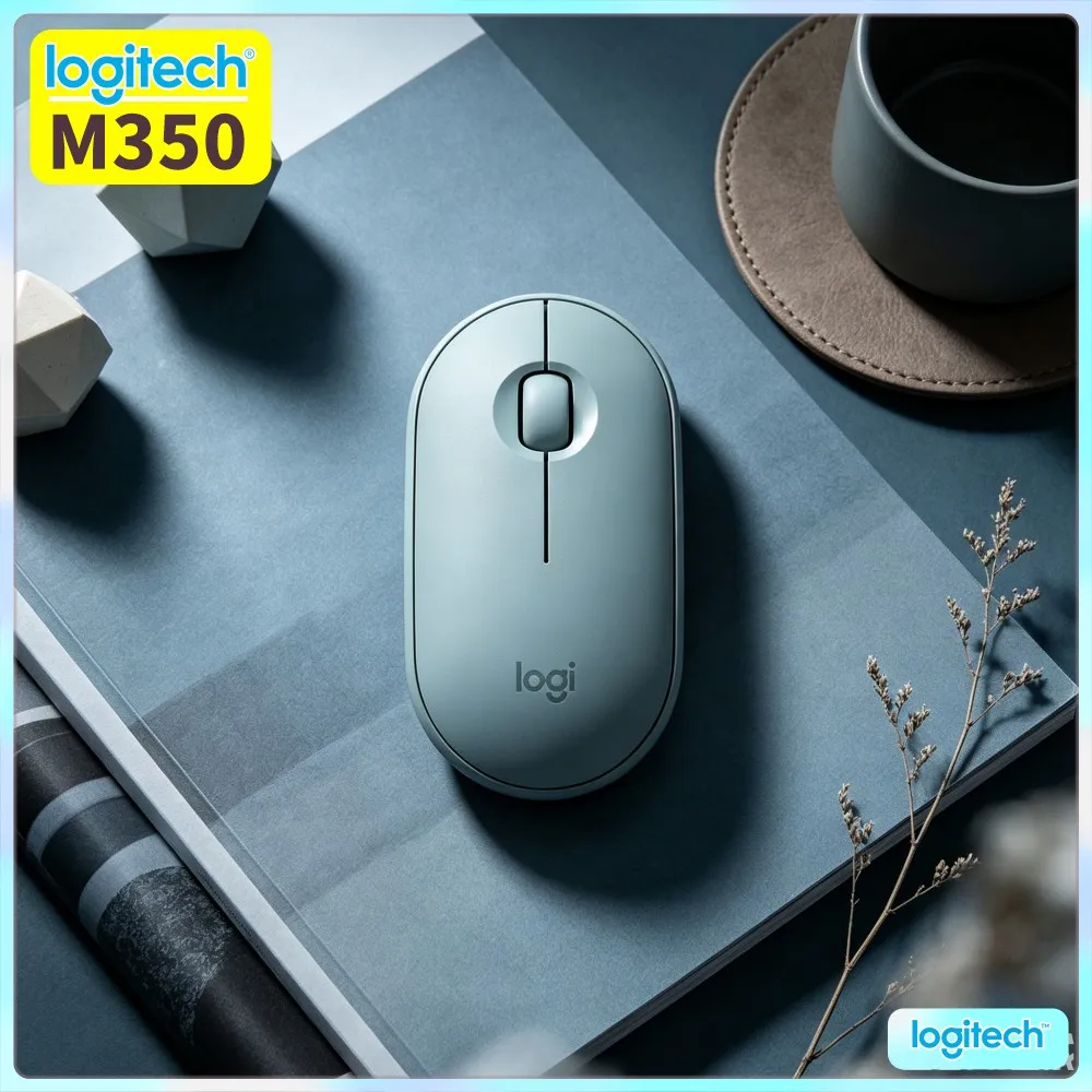 Logitech M350 Wireless Optical Mouse - Pebble Shape, Dual Mode, Quiet Operation, 18-Month Battery, Multi-System Compatibility