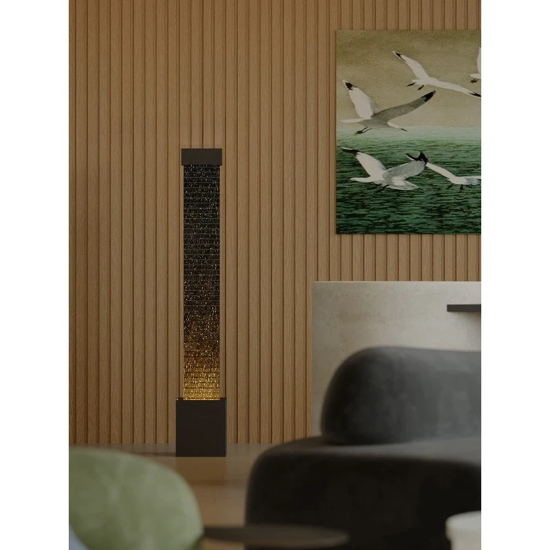 Modern flowing water ornaments large floor-to-ceiling water curtains, and circulating water features in the entrance