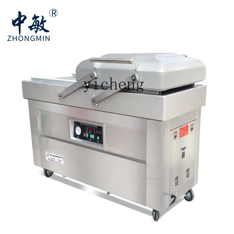 Mesin pengemas vakum ZZ, makanan komersial otomatis, makanan matang, mesin penyegel batu bata beras desktop besar yang basah dan kering