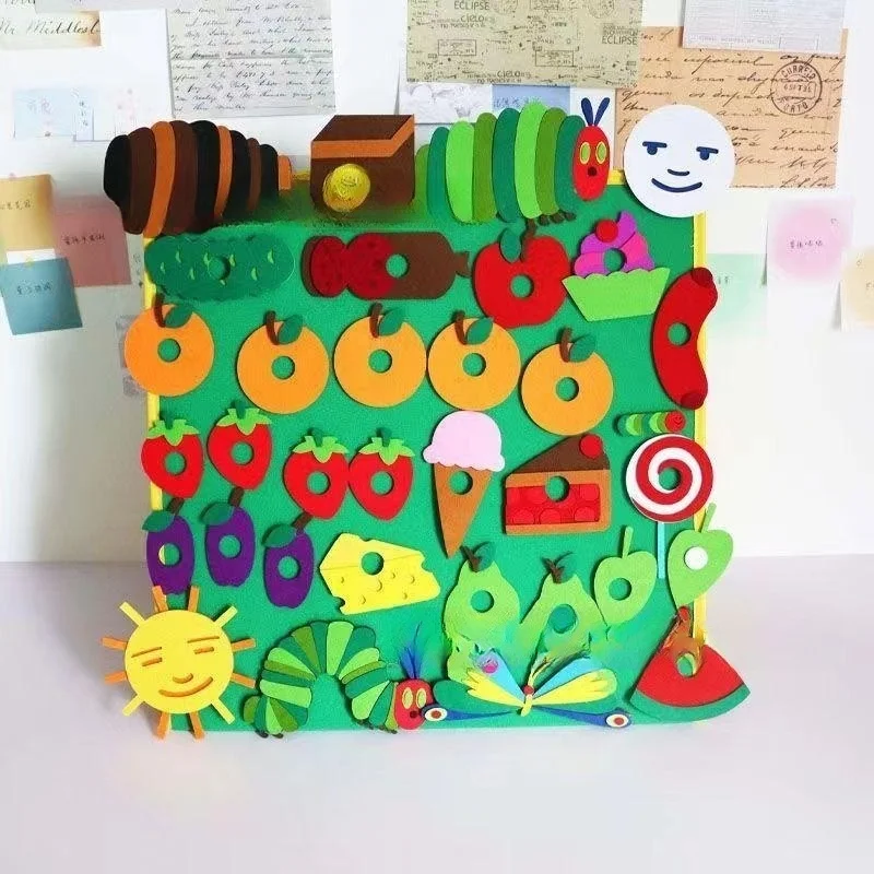 Hungry Caterpillar juguete de fieltro, libros de imágenes en inglés, ayudas para la enseñanza, clases abiertas, regalos para niños, juguetes