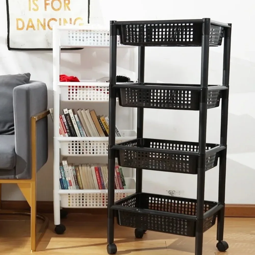 

Kitchen rack for vegetables and seasonings with roller rack Microwave oven storage rack