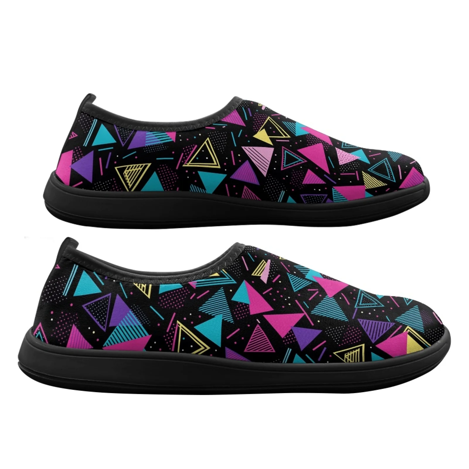 PENSTROLL Geometric Triangle Slip On Walking Flats for Outdoor Polyester & EVA Hiking Shoes Casual Shoes