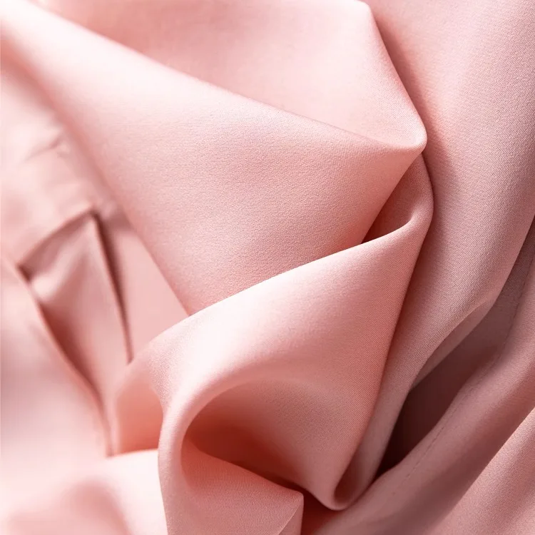 19MM Light Luxury Texture 93% Natural Mulberry Silk Elastic Double Qiao Satin Stand Collar Lotus Leaf Edge Long Sleeve Shirt