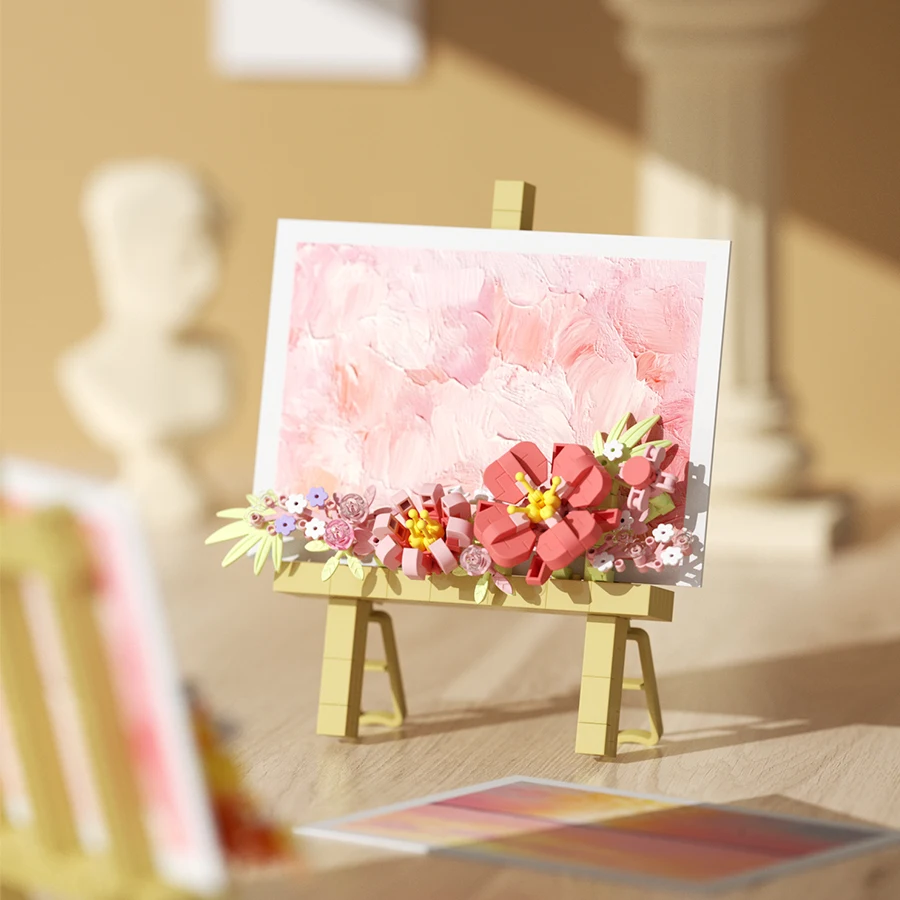 Mini Flower Painting Shelf - DIY Building Blocks Easel, Educational Display Gift