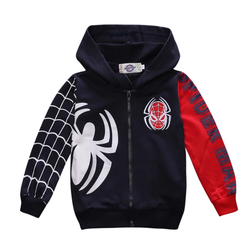 Cool Baby Boys Spideman Sweatshirt Coat Spring Autumn Fashion Clothing Kids Cartoon Sweatshirt Hooded Jacket Kids Role Play Costumes