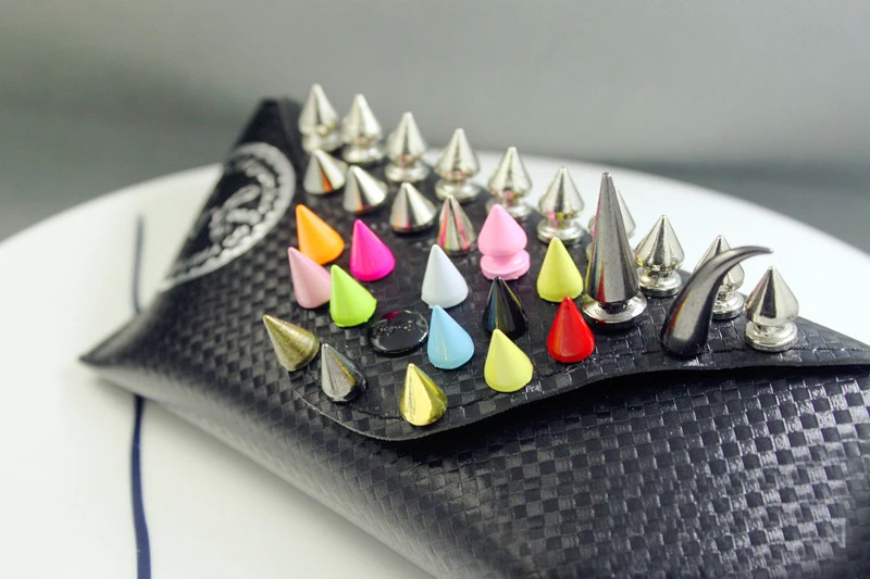 50pcs 8*13mm Gothic Leather Rivet Metal Punk Rock Paint Colored Spikes And Studs For Clothes DIY Remaches Para Cuero