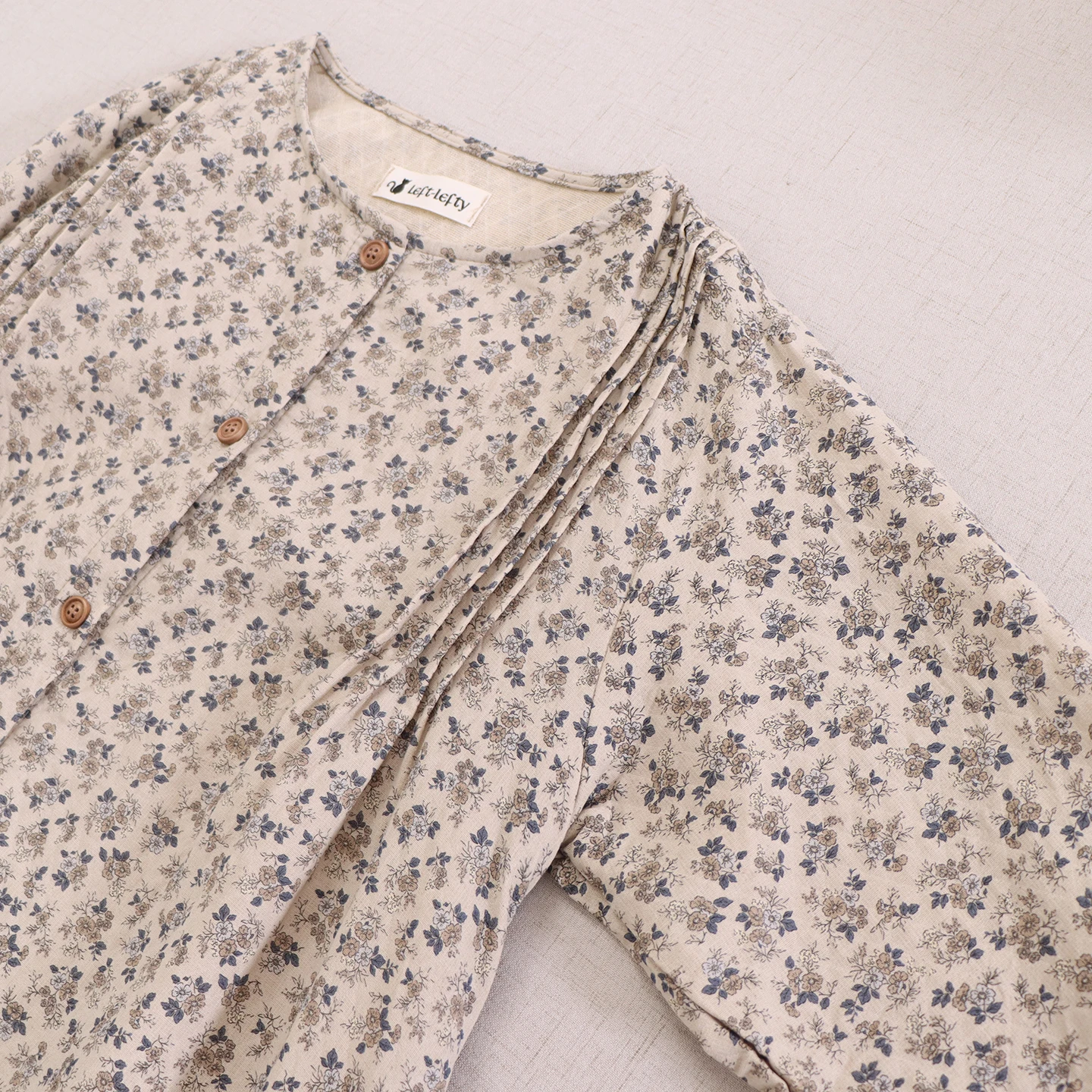 Vestido japonés dulce Mori Girl Vintage de algodón con estampado Floral para mujer, vestidos Midi holgados informales de manga larga con una hilera de botones para otoño