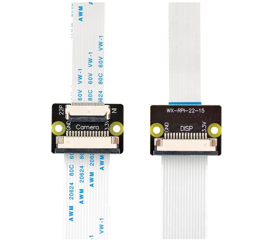 Raspberry Pi 5 DSI/CSI FFC Adapter Board, Replace Official RPi5 Camera & Display Cables with Standard Cheap White FFC Cables