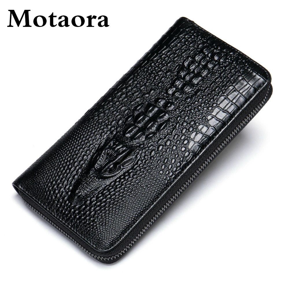 MOTAORA Men's Wallet Genuine Leather Crocodile Pattern Male Purse Fashion Business Clutch For Men Casual Embossed Card Holder