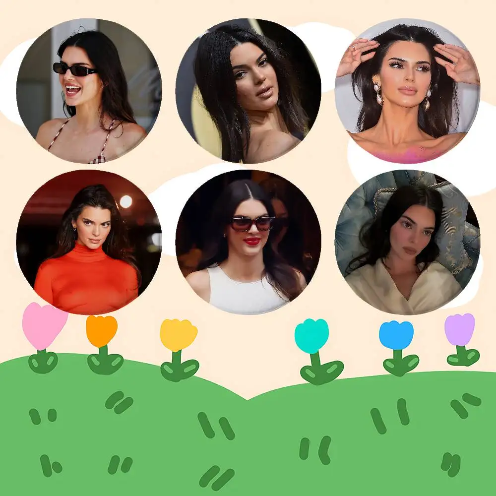 The K-Kendall J-Jenner Round Exquisite Badge Brooches Creative Pins For Clothes Hat Backpack Gift Accessories
