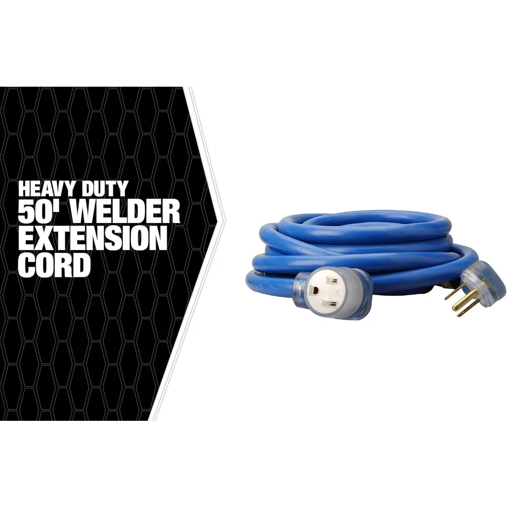 8/3 Heavy-Duty STW 50-Amp/250-Volt Nema 6-50 Blue Welder Extension Cord; 50-Feet, 19228806