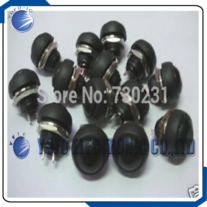 무료 배송 1개 묶음 12개, 블랙 순간적(ON) 오프 푸시 버튼 경적 스위치, 33BK