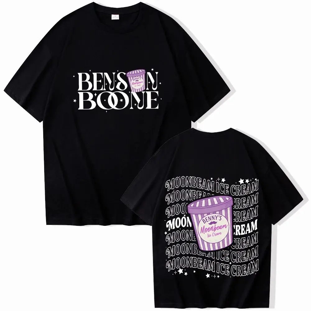تي شيرت فضفاض غير رسمي على الموضة تي شيرت Benson Boone Moonbeam الآيس كريم تي شيرت جولة 2025 Merch للجنسين بلوفر علوي للجنسين