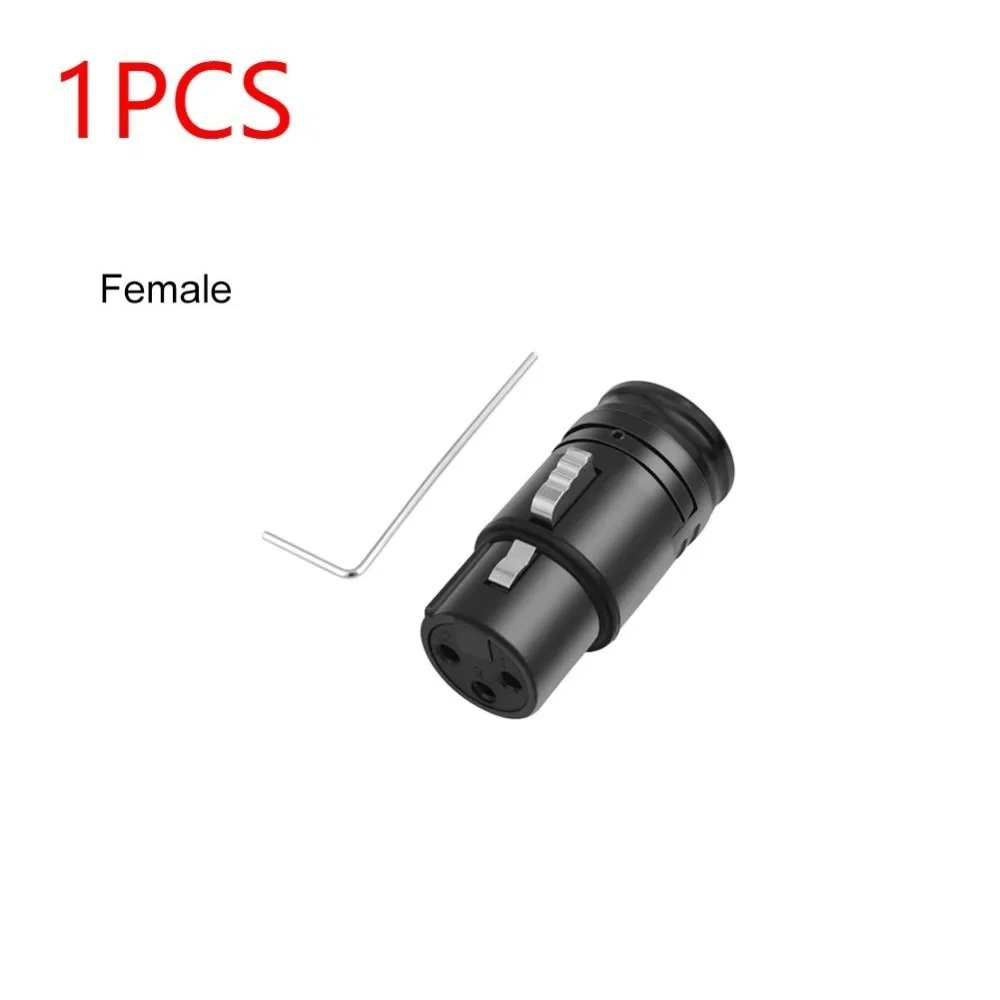 DIY Audio Plug XLR Connector Gold Plated Contacts Locking 3 Pin Audio Plug Compact Low Profile Black Metal Shell