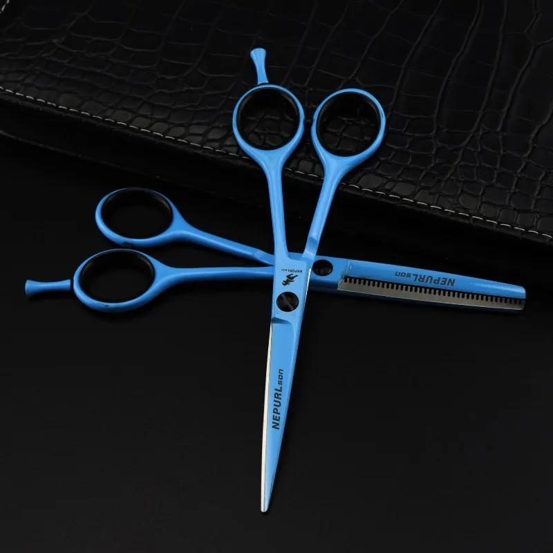 6.0-inch  NEPURLson blue hair scissors, hair clippers, cutting scissors, reverse-tooth scissors
