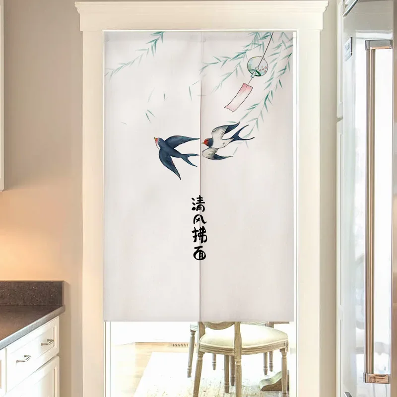Chinese Style Door Curtain for Kitchen Cafe Shop Home Entrance Doorway Decoration Partition Noren Fengshui Hanging Curtains