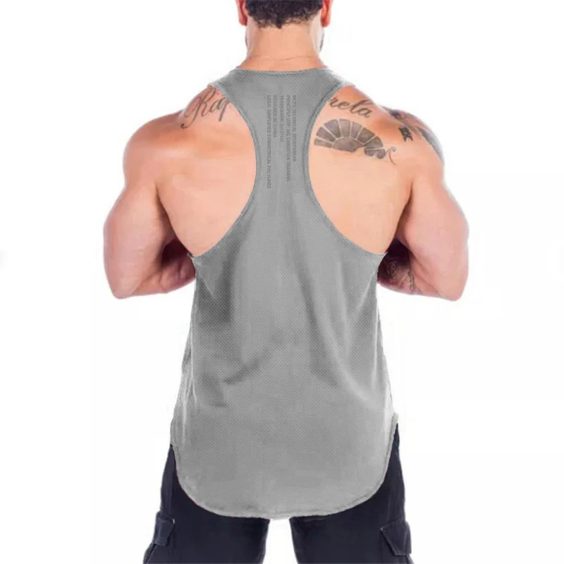 New Arrivals Bodybuilding stringer  Quick Dry man Mesh Gym sleeveless shirt men Fitness Vest Singlet sportswear workout tank top