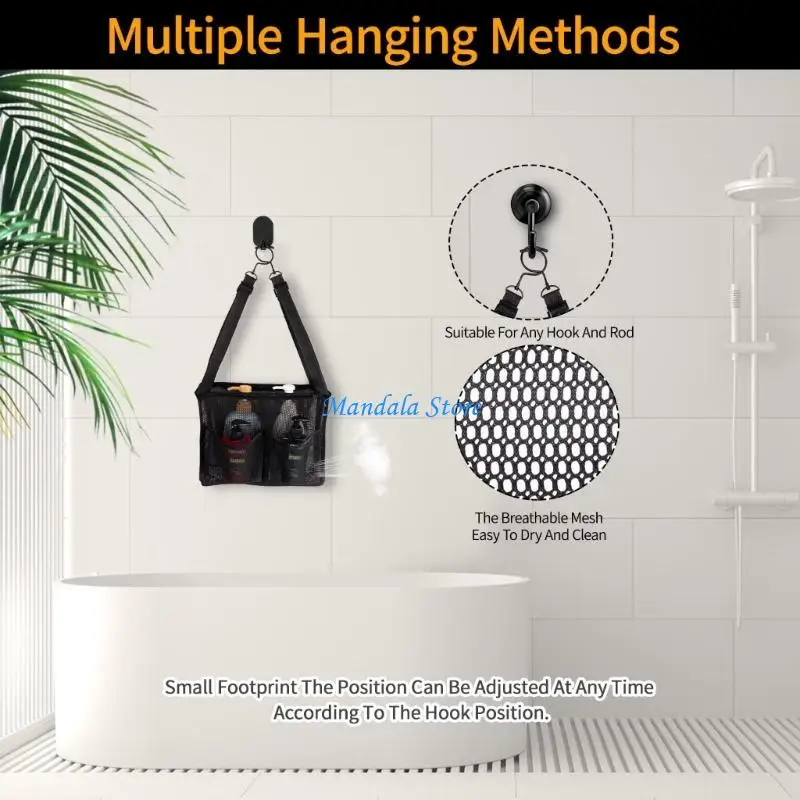 U2JC Pack of 2 Wall Mount Bath Organizers Drillless Hanging System Meshes Fabric Mess Release Living Environment