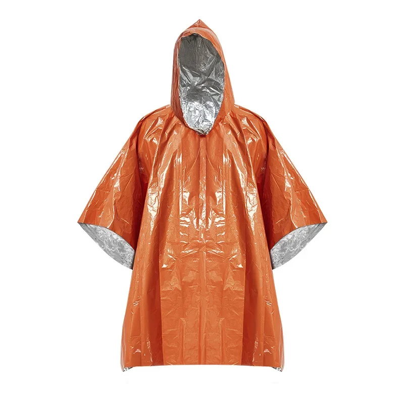 

Portable reflective first aid raincoat, outdoor emergency survival tool poncho, rainproof and warm multi-functional hiking cloak