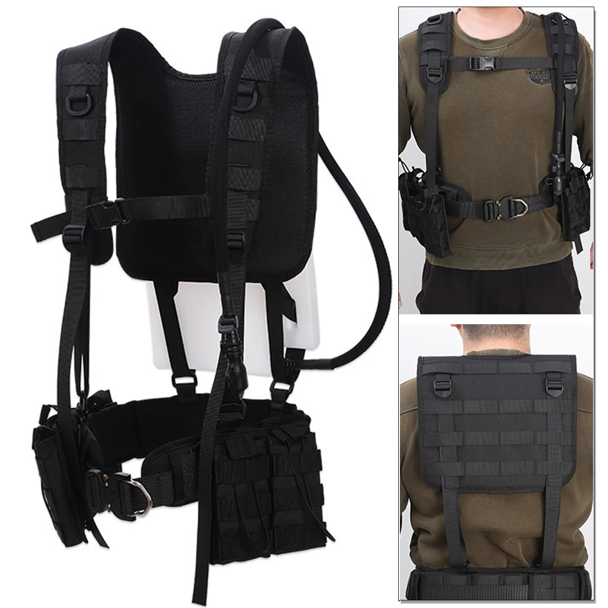 

Outdoor Tactical Vest Suit with Waist Seal Waterproof Oxford Cloth Training Uniform Multifunctional Adjustable Military Fan Vest