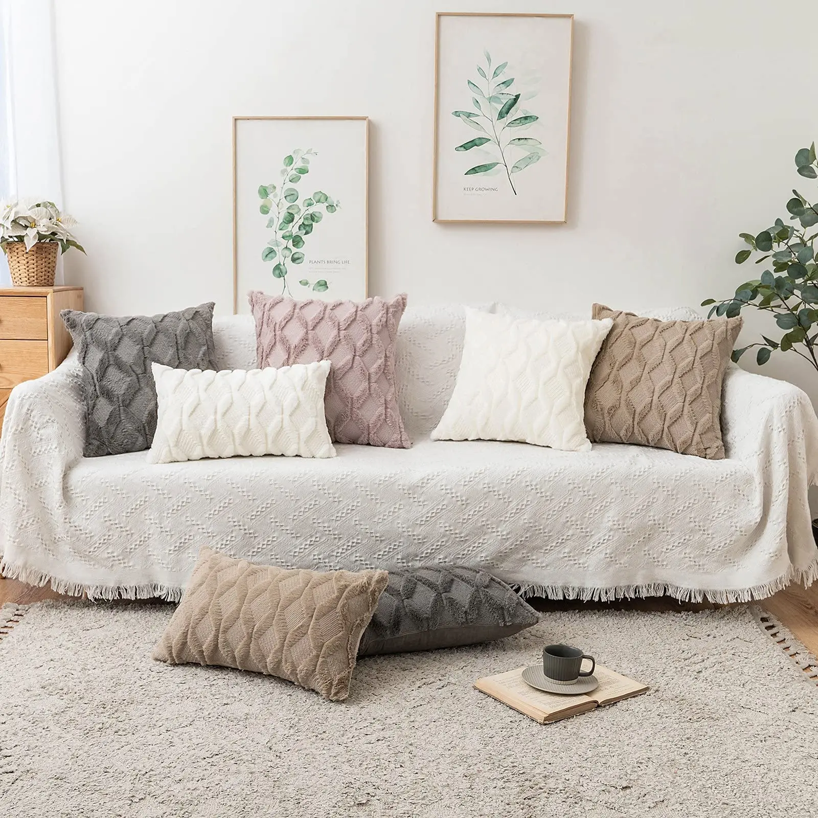 Cushion Cover Plush Pillow Cover for Sofa Living Room Geometric Housse De Coussin 45*45 Decorative Pillows Nordic Home Decor