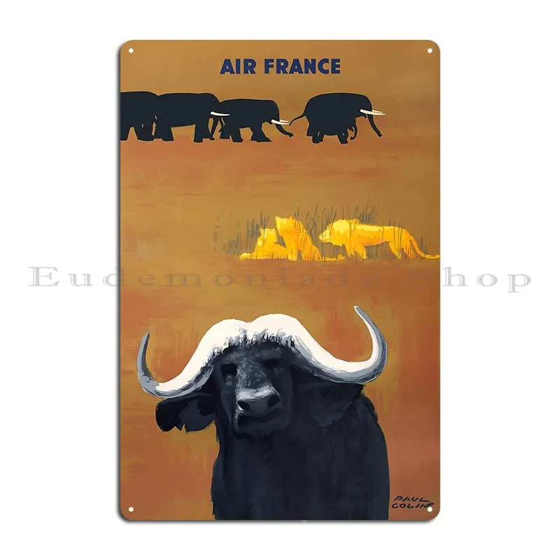 1956 Air France Africa Animals Travel Poster Metal Sign Garage Cinema Bar Cave Customized Personalized Tin Sign Poster