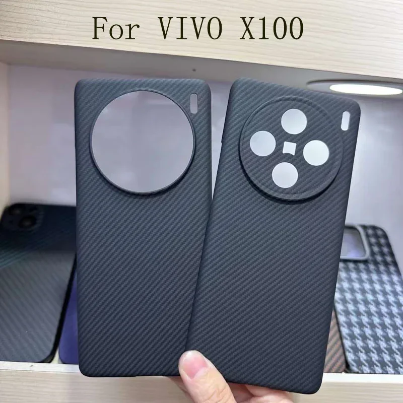 Case for VIVO X100 Pro ＆ X100 Real Carbon Fiber Aramid Anti-explosion Cell Mobile Phone Protective Cover Protection Shell