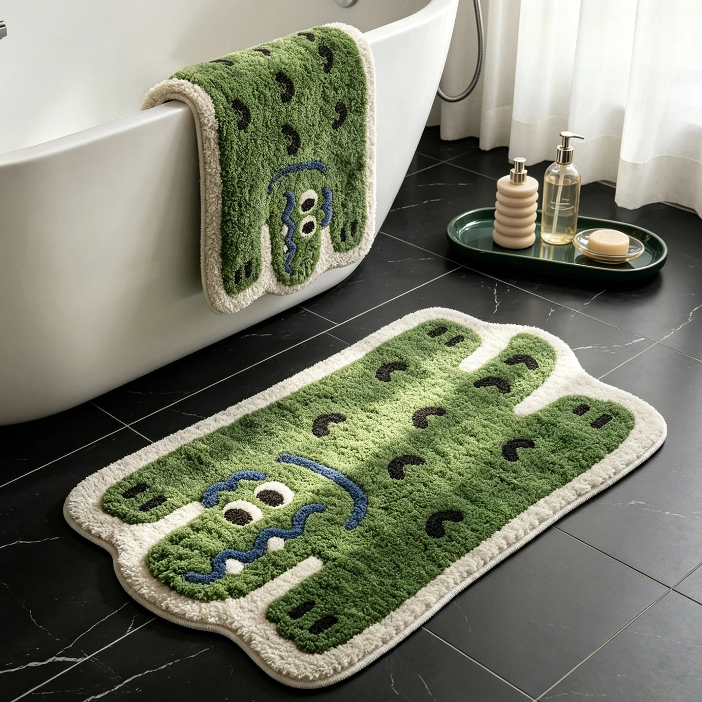 Hot-selling cute tufted floor mat bathroom door absorbent foot pad plush non-slip bathroom carpet