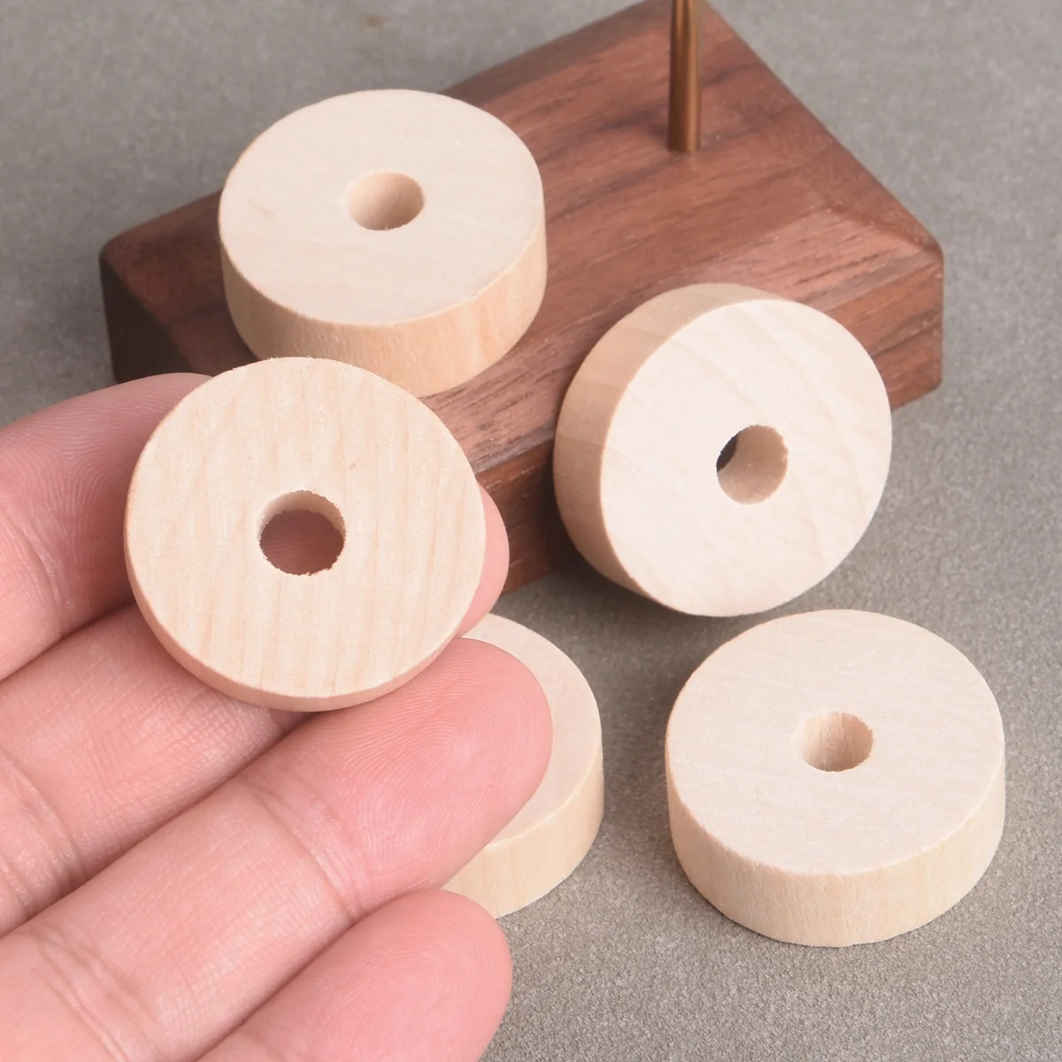 5PCS Flat Cylinder Shape 30mm x 10mm Natural Wood Loose Beads For Jewelry Making DIY Crafts Woodcraft Findings