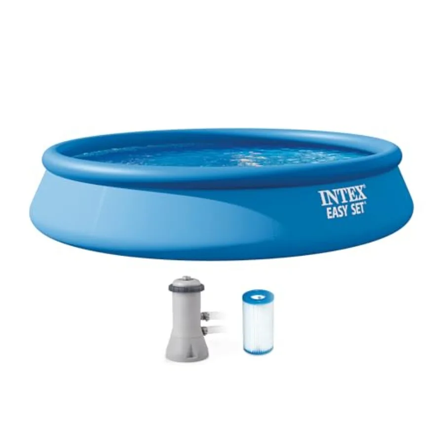 28157EH Easy Set Inflatable Swimming Pool Set: 15ft x 33in Includes 530 GPH Cartridge Filter Pump Puncture-Resistant Material 2