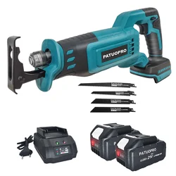 PATUOPRO Brushless Reciprocating Saw Rechargeable Cordless Electric Saw Woodworking Handheld Cutting Tool For Makita 18V Battery