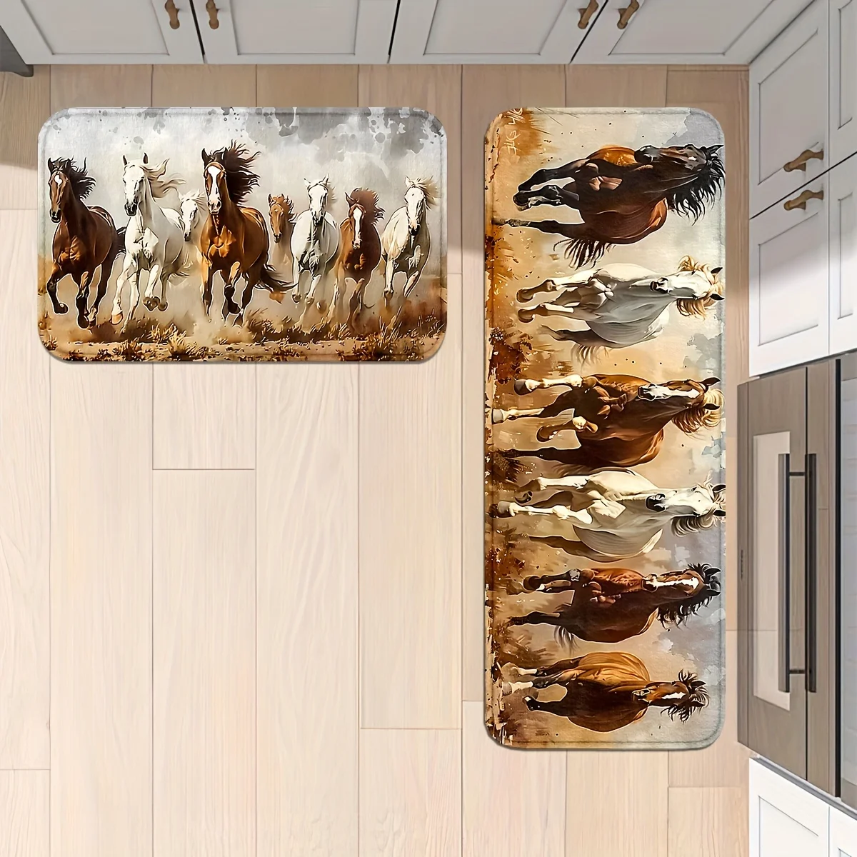 Horse Running Kitchen Mats Bathroom Pads Standing Runner Rugs for Home, Office, Sink, Laundry, Winter Home Decor Kitchen Rug