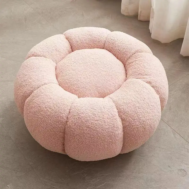 Pumpkin Stools Sofa Stool Footstool Hallway Ottoman Lamb Velvet Stool Small Round Stool Puff Seat For The Room Home Furniture