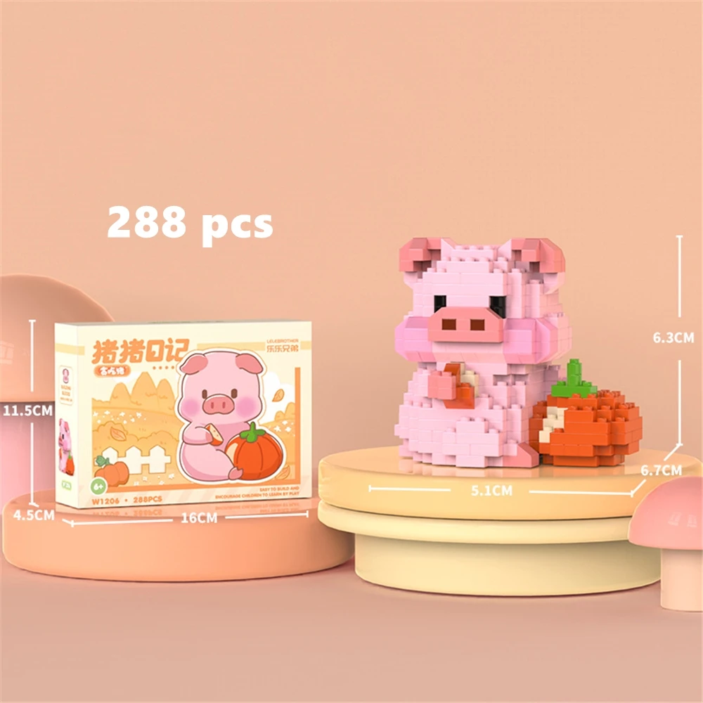 สร้างสรรค์สัตว์น่ารักหมู Building Blocks ชุด 3D มินิอิฐตัวเลขของเล่นสําหรับเด็กประกอบอิฐของเล่นเด็กชายและเด็กหญิงของขวัญ