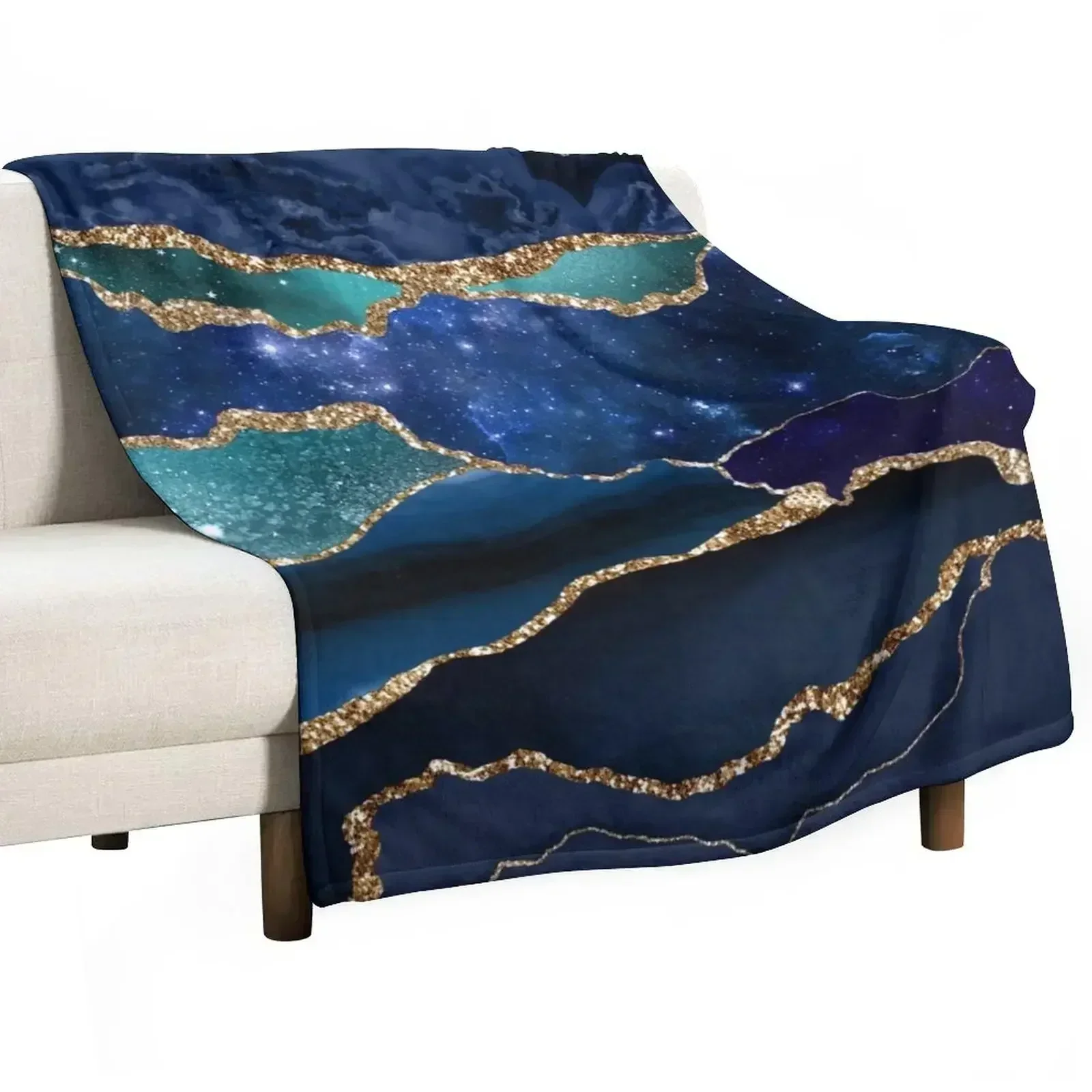 

Glamour Milky Way Faux Marble Galaxy I Throw Blanket Multi-Purpose Shaggy Thin Large Blankets