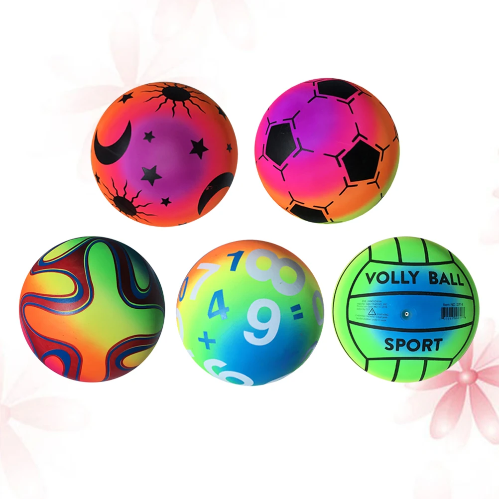 

5 pcs Gradient Ball Elastic Bounce Flaping Kickball Handball Beach Kids Pool Outdoor Toys Bright Color
