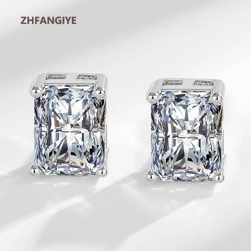 

ZHFANGIYE Fashion Stud Earrings with Zircon Gemstone 925 Silver Jewelry Ornament for Women Wedding Party Promise Gift Wholesale