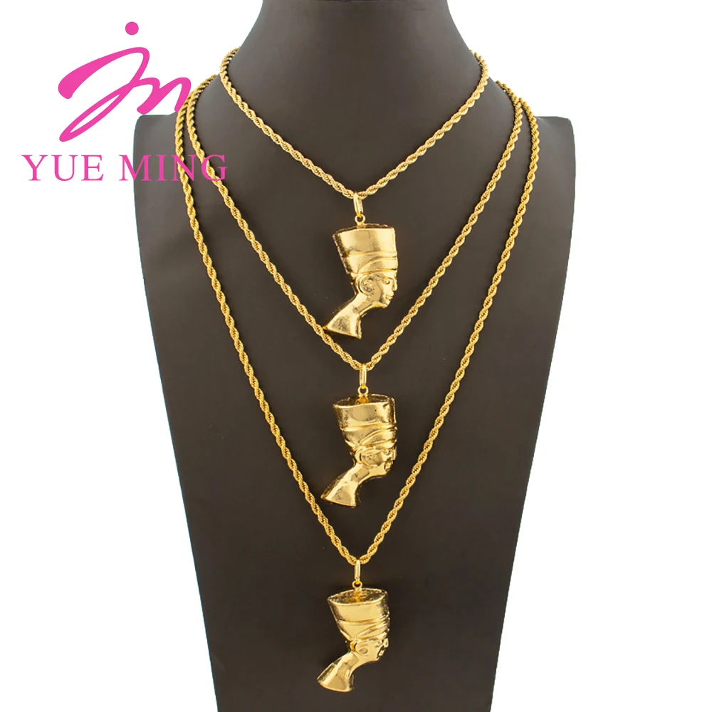 

YM Pharaoh Pendant Necklace for Men Women Dubai 18k Gold Color Jewelry 40/60/80cm Charm Chains Personality Jewellery Ornaments