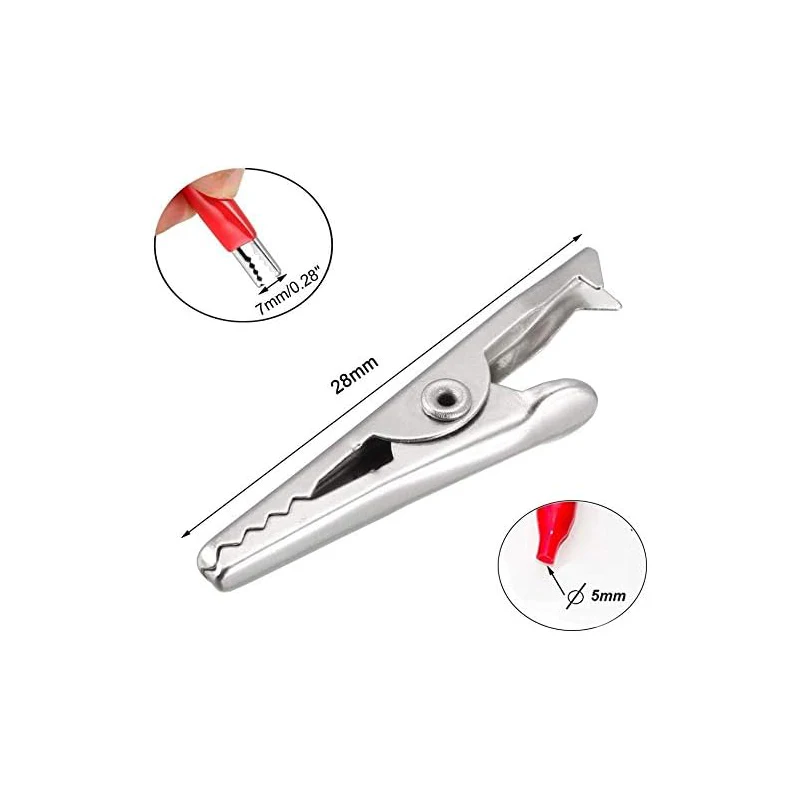 20Pcs 1.4''/28mm 35mm Alligator Clips Black Red Crocodile Electrical Test Clamps Jumper Helper Protective Insulation Cover image 4