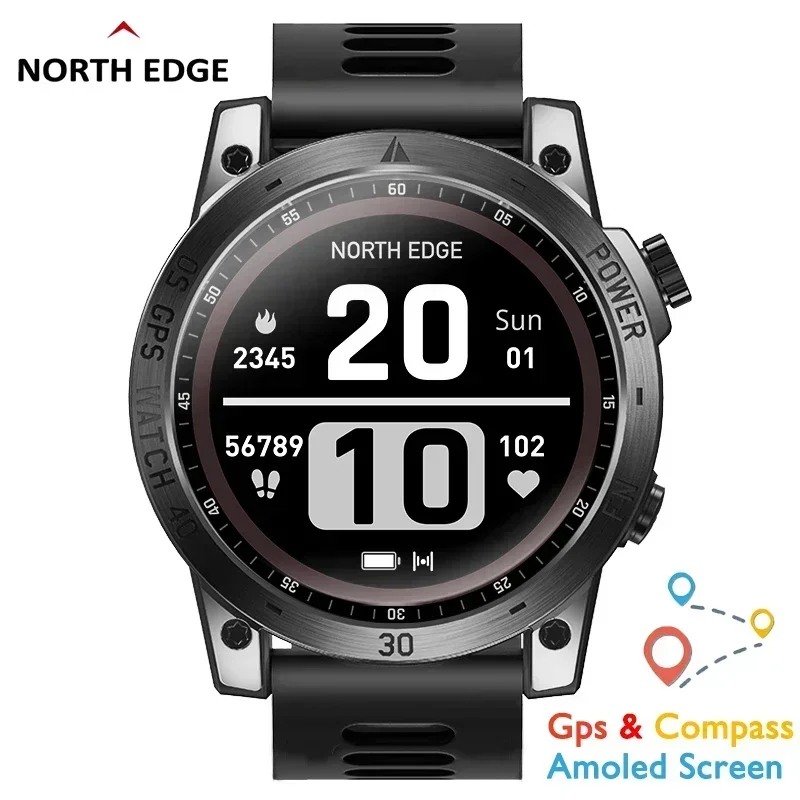 NORTH EDGE Cross Fit 3 GPS Watches Men Sport Watch 1.43 HD AMOLED Display 50M ATM Altimeter Barometer Compass Smartwatch For Men