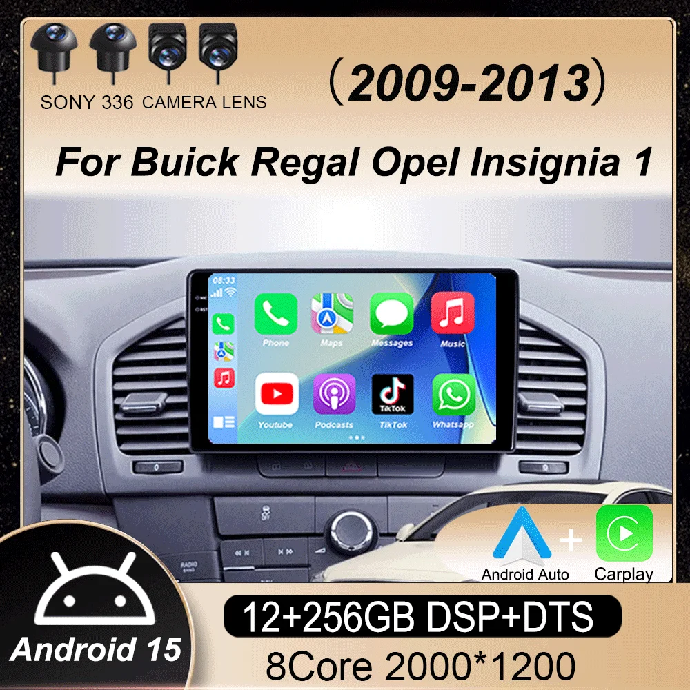 Android15 Carplay Auto For Buick Regal Opel Insignia 1 2009 2010 2011 2012 2013 Multimedia Car Radio Player Video WIFI+4G Stereo
