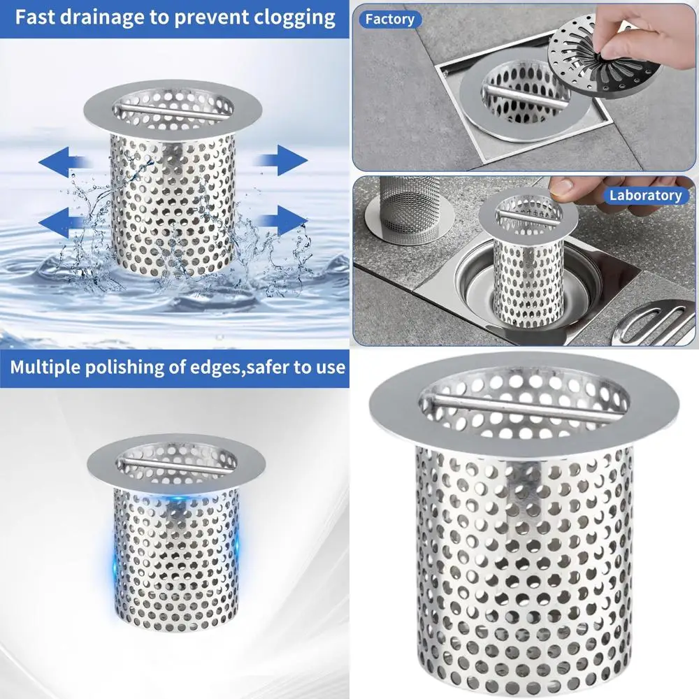 

4.5 Diameter x 4 Tall Stainless Steel Cylindrical Mesh Drain Strainer with Handle for Commercial Use