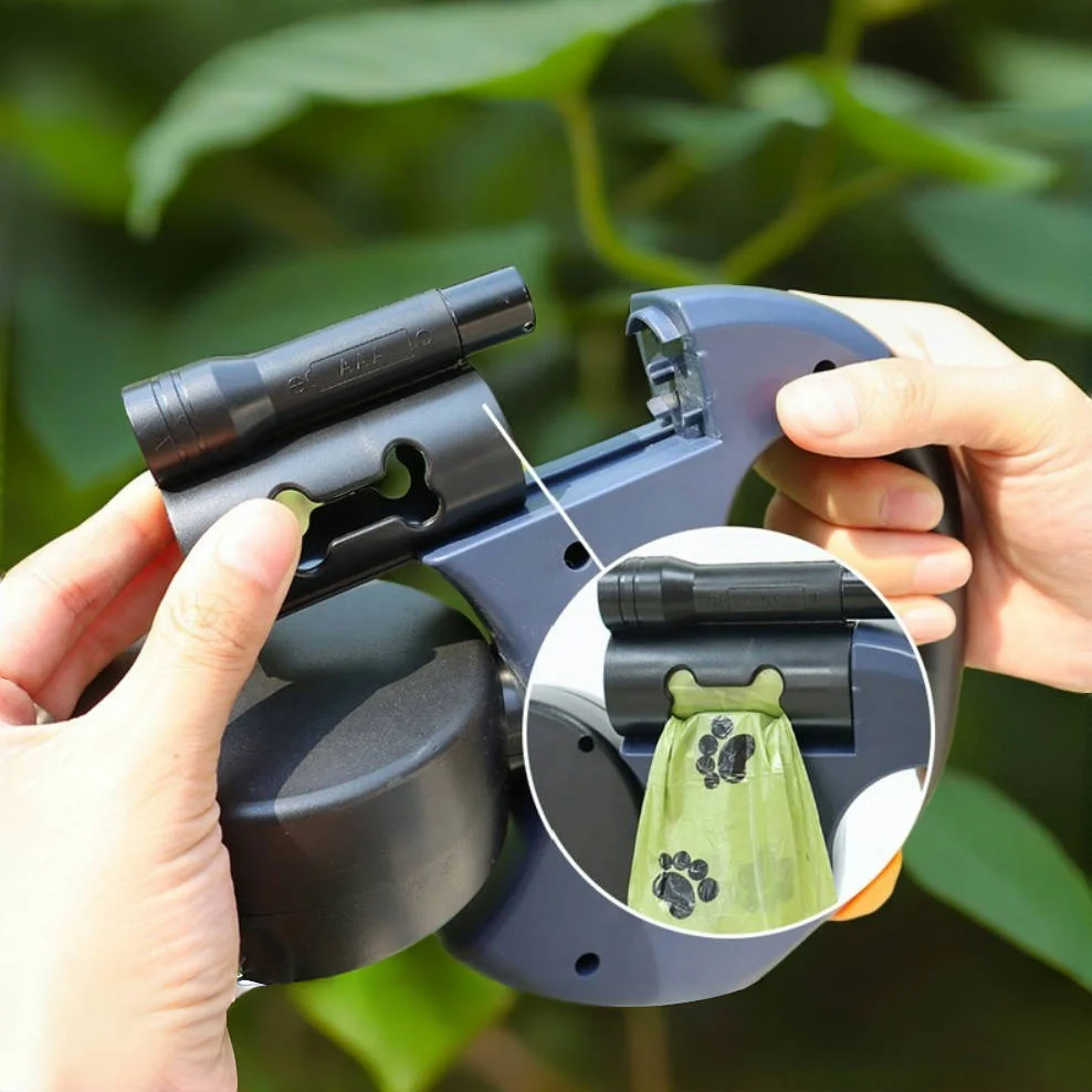 

Выдвижной двойной поводок для собак со светодиодной подсветкой, поворот на 360 градусов, не спутывается для одного ребенка, независимое торможение со светоотражающими поводками 3 м