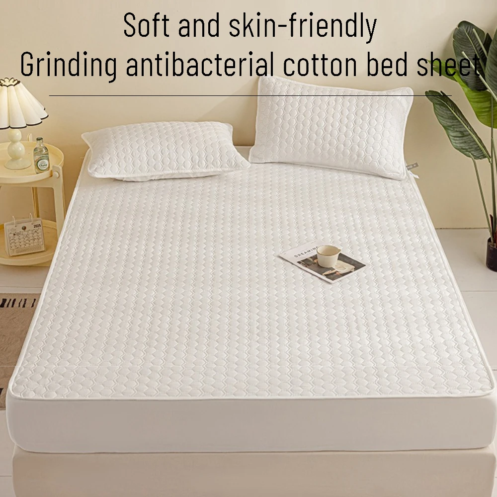 

Quilted Fitted Sheet, Latex Elastic Thick Mattress Cover Skin-Friendly Durable Mattress Protector Cover for Queen King Bed Cover