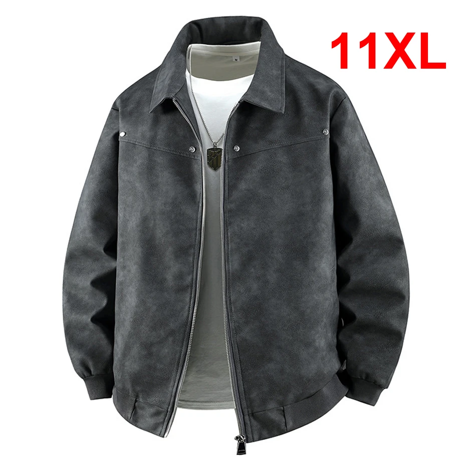 

10XL 11XL Plus Size PU Jacket Coat Men Vintage PU Jackets Spring Autumn Faux Leather Coat Male Big Size 10XL