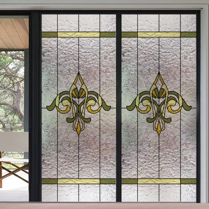 Frosted Stained Glass Window Film, 3D Matte, Static Cling,Privacy, Door Sticker,Customized for Kitchen, Office, Home Decor