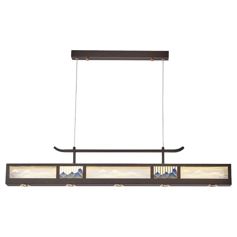 

New Chinese style LED dining room chandelier rectangular Chinese style living room Zen simple bar counter study landscape tea