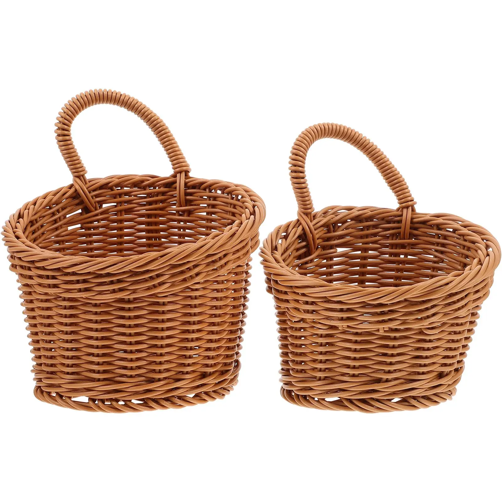 

2pcs Multi-Function Wall Hanging Garlic Basket Fruit Vegetable Organizer Imitation Rattan Baskets Woven Sundries Organizer